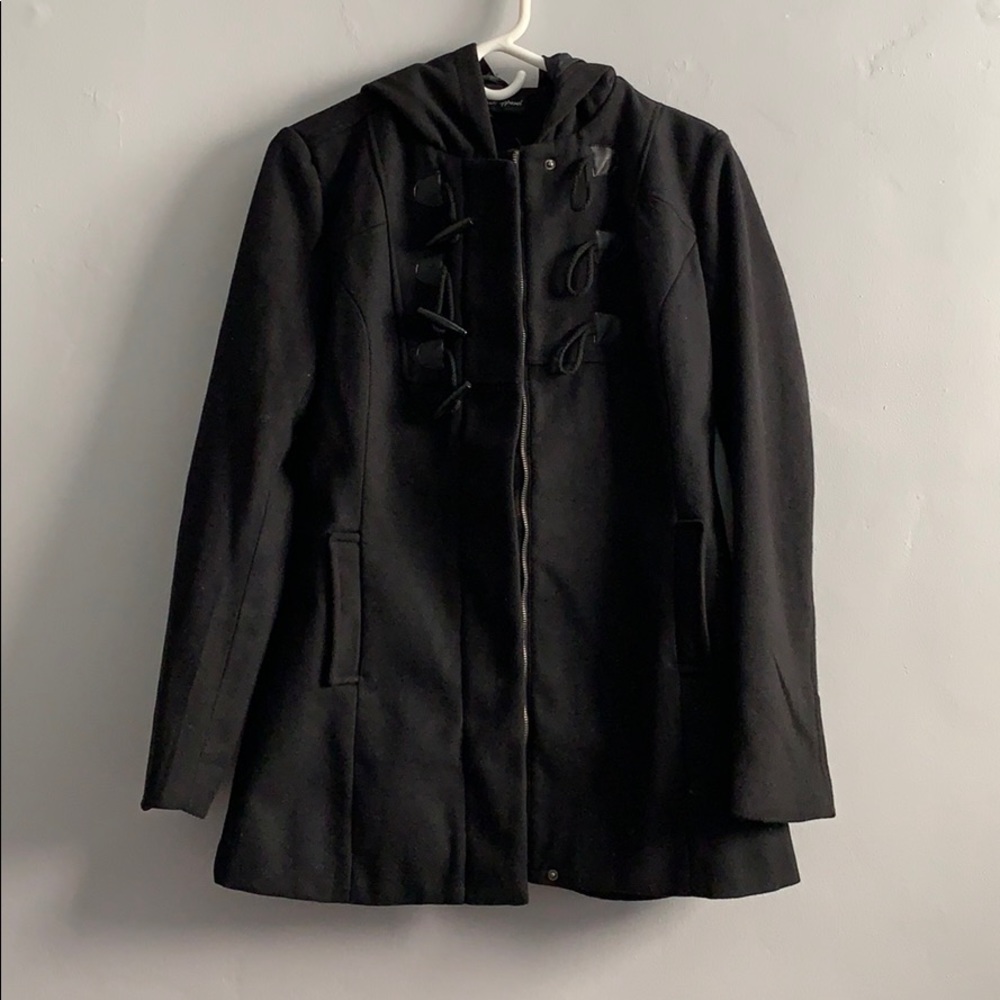 Hooded black coat